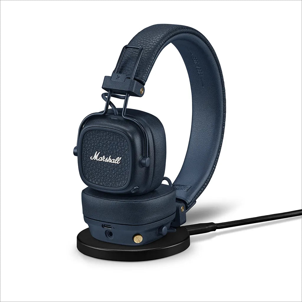 Marshall Major V Midnight Blue On Ear Bluetooth Headphones with Wireless Charging