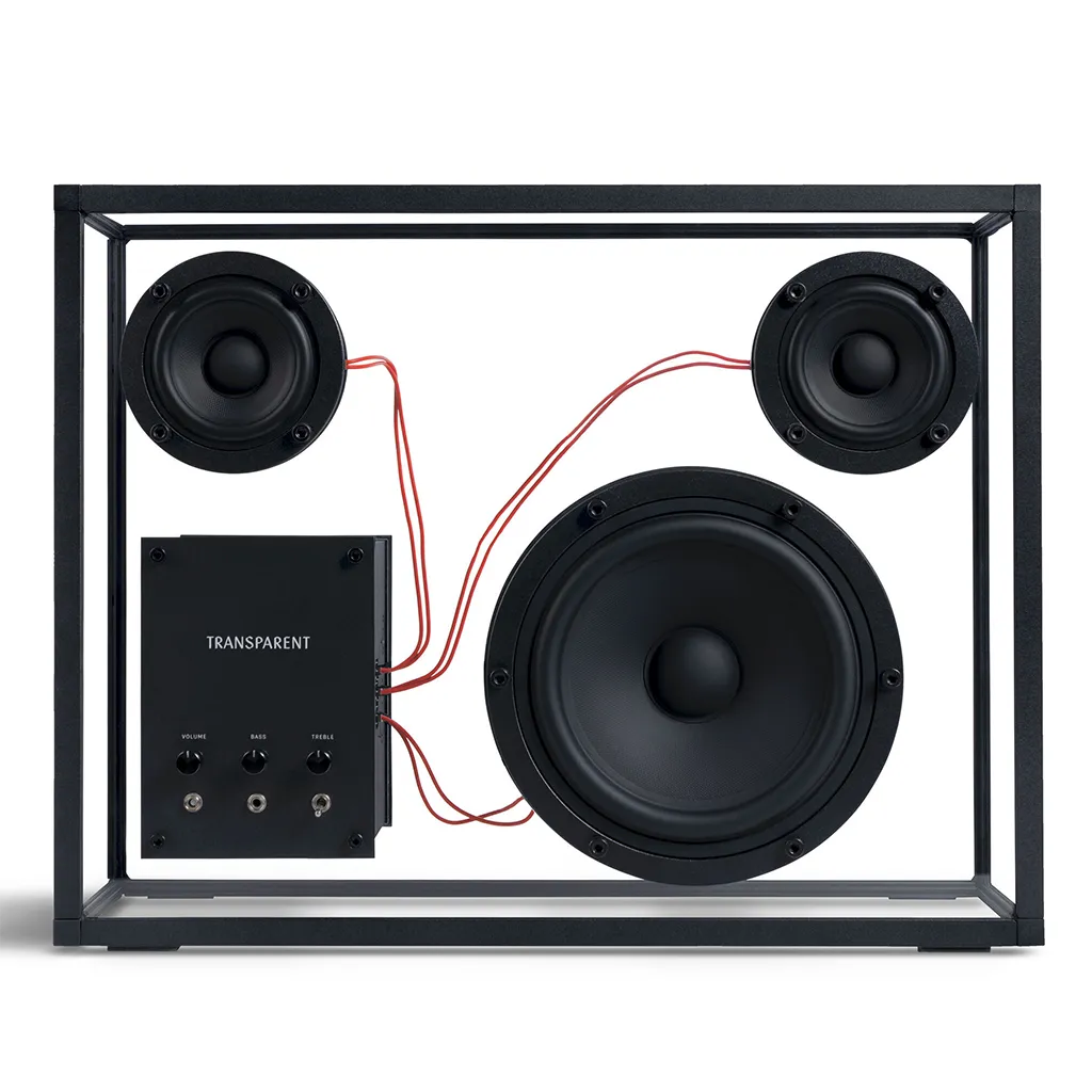 Transparent Speaker Black with Red Cables