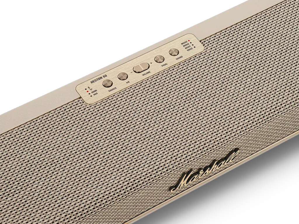Marshall Heston 60 Cream TV Soundbar: контролни бутони