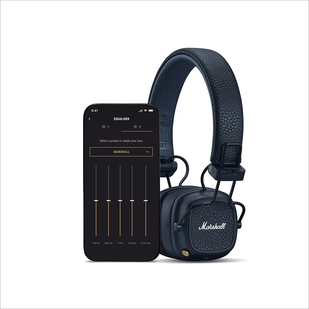 Marshall Major V Midnight Blue On Ear Bluetooth Headphones with Bluetooth App