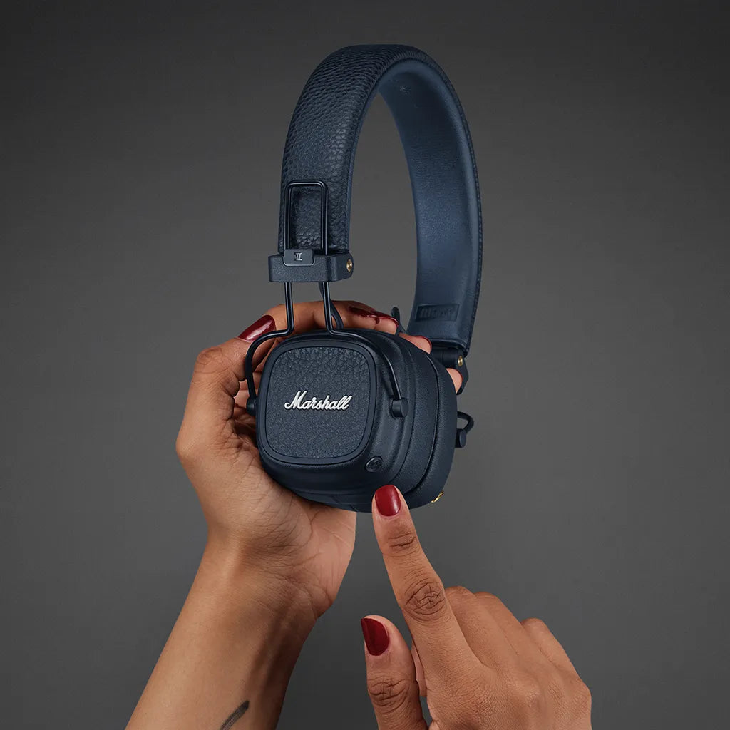 Marshall Major V Midnight Blue On Ear Bluetooth Headphones Control Button