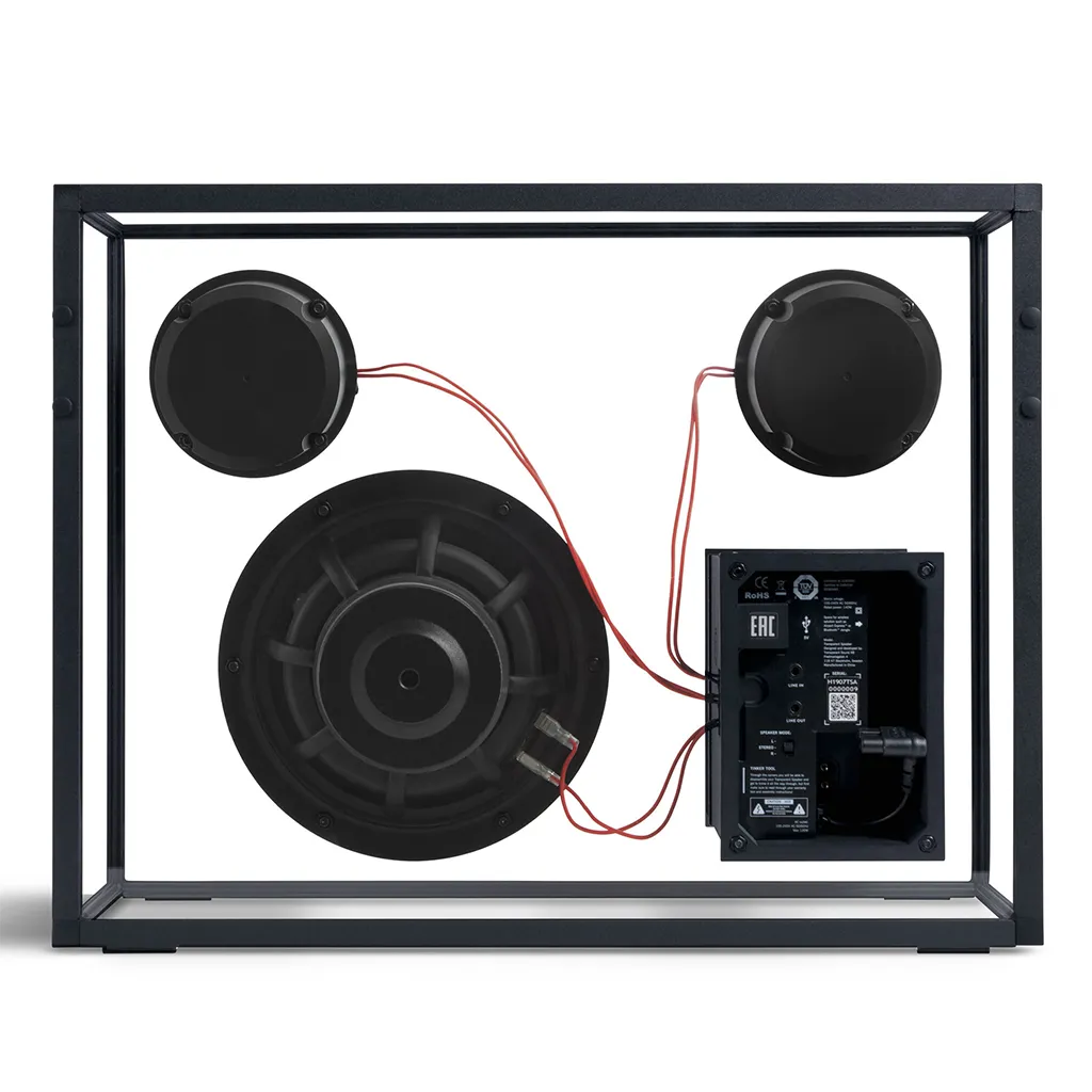 Transparent Speaker Black with Red Cables